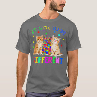 It S Ok O Be Different Cat Autism Awareness  T-Shirt