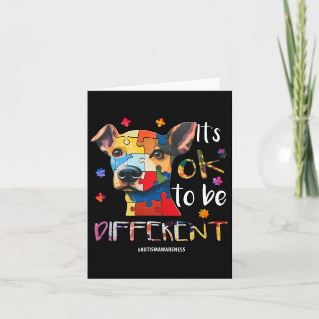 It’s Ok To Be Different - Autism Awareness Dog  Card (Front)