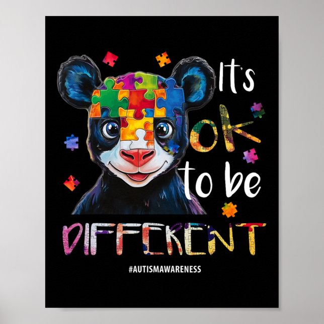 It’s Ok To Be Different - Autism Awareness Panda  Poster (Front)