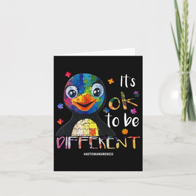 It’s Ok To Be Different - Autism Awareness Penguin Card (Front)