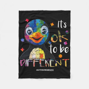 It’s Ok To Be Different - Autism Awareness Penguin Fleece Blanket