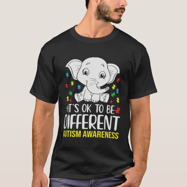 It s Ok to Be Different Autism Awareness Puzzle El T-Shirt (Front)