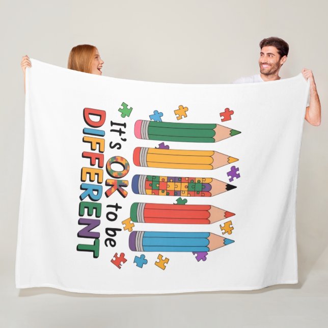 It’s OK to be Different Autism Awareness Teacher Fleece Blanket (In Situ)