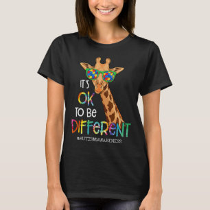 It s Ok To Be Different Cute Giraffe Animal Autism T-Shirt