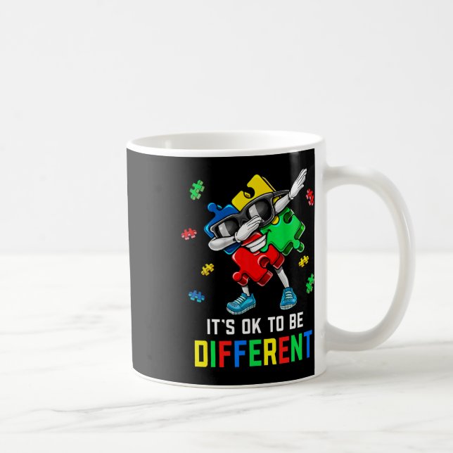 It’s Ok To Be Different Dabbing Puzzle Autism Awar Coffee Mug (Right)