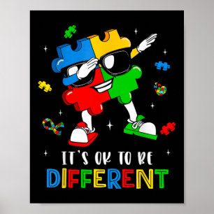 It’s Ok To Be Different Dabbing Puzzle Autism Awar Poster