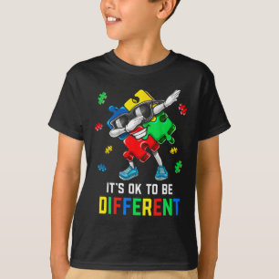 It’s Ok To Be Different Dabbing Puzzle Autism Awar T-Shirt