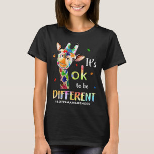 It s Ok To Be Different Giraffe Puzzle Autism Awar T-Shirt