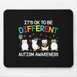 It’s Ok To Be Different Penguin Autism Awareness Mouse Mat