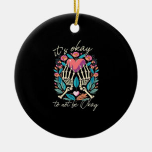 It’s Ok To Not Ok - Skeleton Hands With Heart  Ceramic Tree Decoration