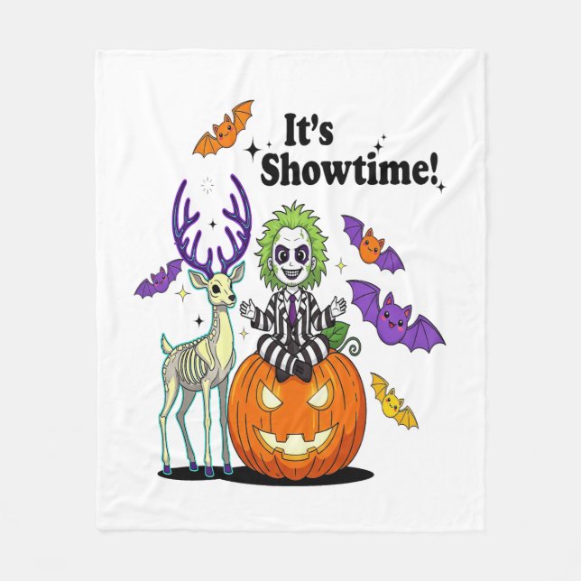 It’s Showtime Funny Halloween Fleece Blanket (Front)