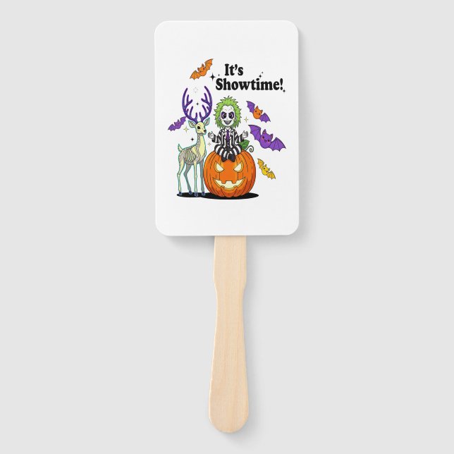 It�s Showtime Funny Halloween Hand Fan (Front)