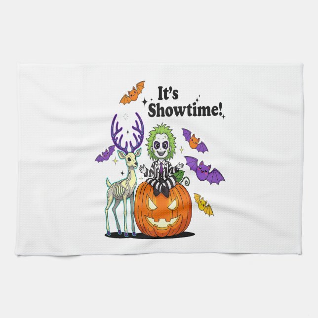 It�s Showtime Funny Halloween Tea Towel (Horizontal)