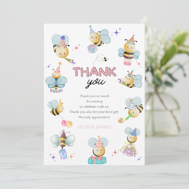 It’s so fun to bee one first birthday  thank you card (Standing Front)