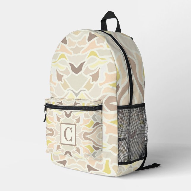 It’s So Ivory Geometric Abstract Pattern  Printed Backpack (Back Corner Right)