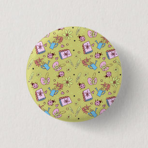 It’s Springtime Book Lovers Colourful Doodles 3 Cm Round Badge