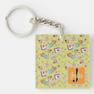 It’s Springtime Book Lovers Colourful Doodles Name Key Ring