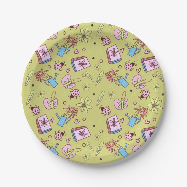 It’s Springtime Book Lovers Colourful Doodles Part Paper Plate (Front)