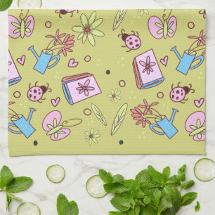 It’s Springtime Book Lovers Colourful Doodles Tea Towel