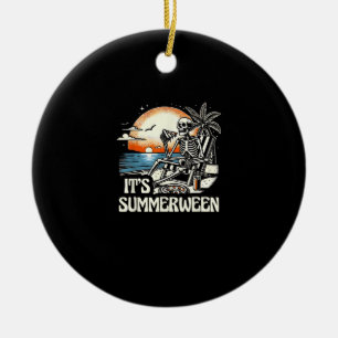 It’s Summerween Skeleton Sunset Vacation Ceramic Tree Decoration