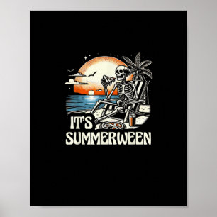 It’s Summerween Skeleton Sunset Vacation Poster