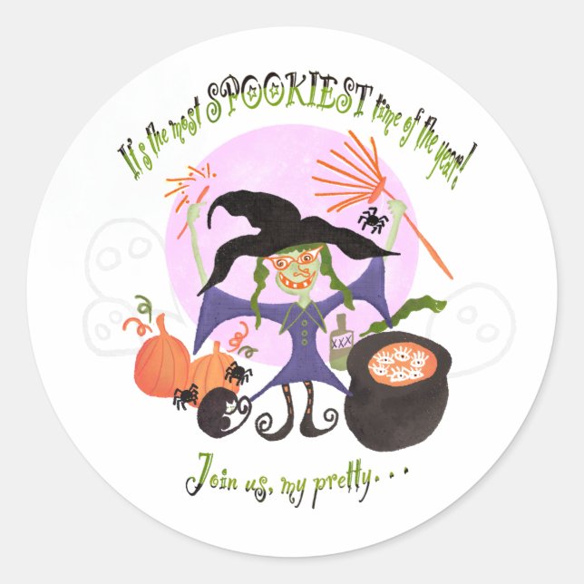 “It’s the most SPOOKIEST time of the year!”  Classic Round Sticker (Front)