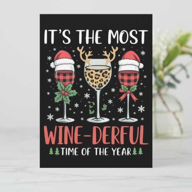 It’s the Most Wine-Derful Time of the Year Wine  Holiday Card (Standing Front)