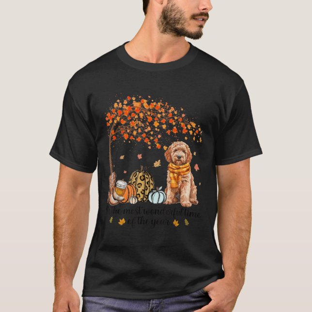It’s The Most Wonderful Time Goldendoodle Pumpkins T-Shirt (Front)