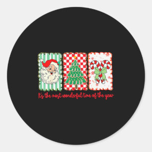 It’s The Most Wonderful Time Of Year Retro Christm Classic Round Sticker