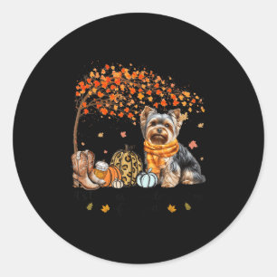 It’s The Most Wonderful Time Yorkie Pumpkins Autum Classic Round Sticker