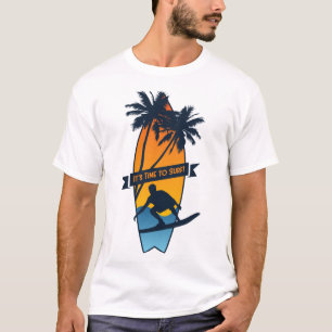 It’s Time to Surf Sunset Palm Tree Surfing Beach T-Shirt