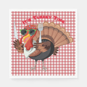 It’s Turkey Time with Red Chequered Paper Napkin