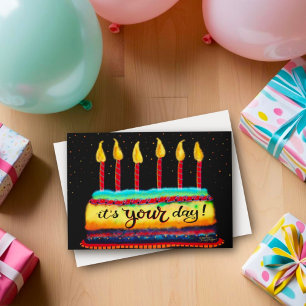 It’s Your Day Birthday Cake Candles Fun Colourful Card