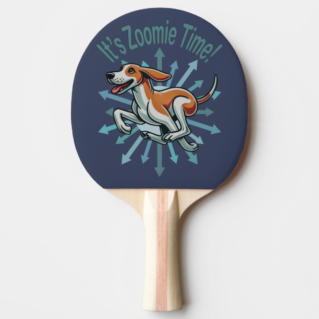It’s Zoomie Time American Fox Hound Ping Pong Paddle (Front)