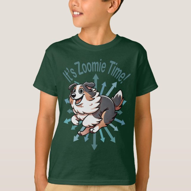 It’s Zoomie Time Australian Shepherd T-Shirt (Front)