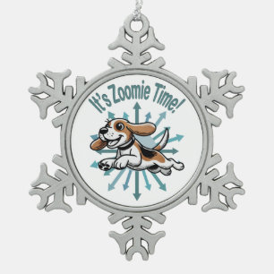 It’s Zoomie Time Beagle Snowflake Pewter Christmas Ornament