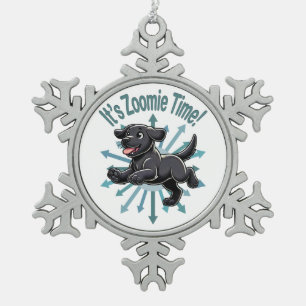 It’s Zoomie Time Black Lab Snowflake Pewter Christmas Ornament