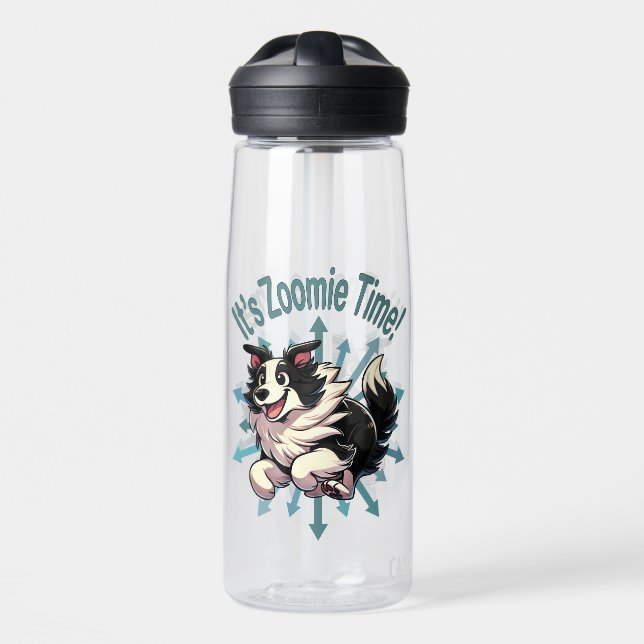 It’s Zoomie Time Border Collie Water Bottle (Front)