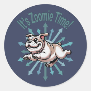 It’s Zoomie Time Bulldog Classic Round Sticker