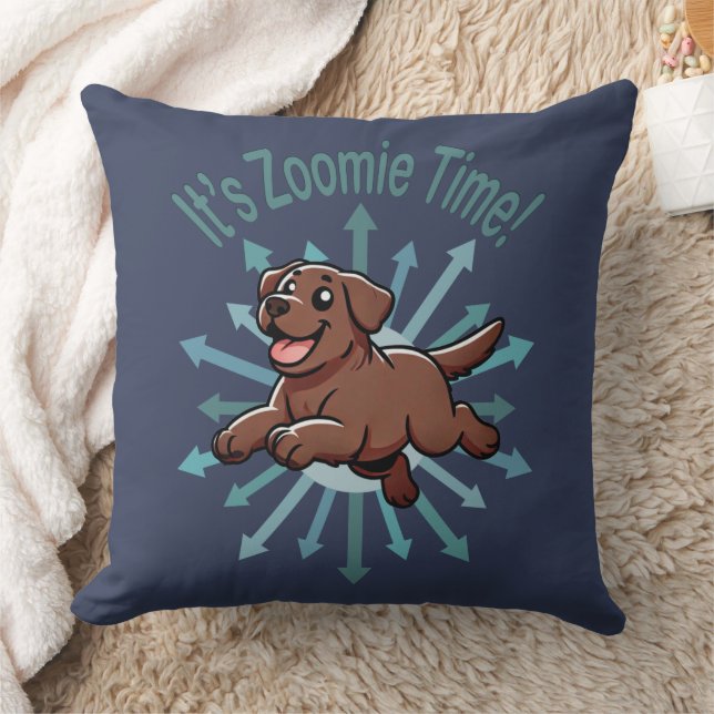 It’s Zoomie Time Chocolate Lab Cushion (Blanket)