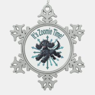 It’s Zoomie Time Cocker Spaniel Snowflake Pewter Christmas Ornament