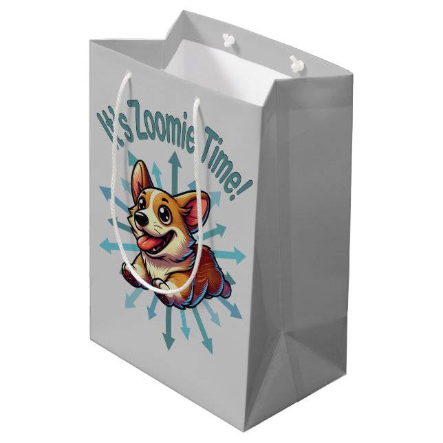 It’s Zoomie Time Corgi Medium Gift Bag (Back Angled)
