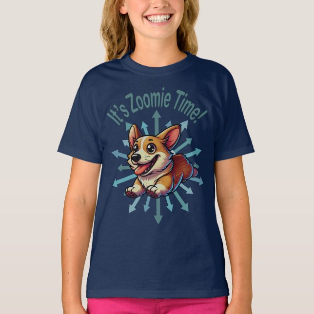 It’s Zoomie Time Corgi T-Shirt (Front)