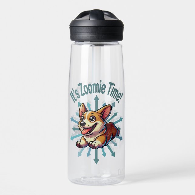 It’s Zoomie Time Corgi Water Bottle (Front)