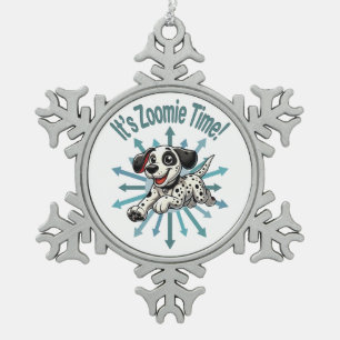 It’s Zoomie Time Dalmatian Snowflake Pewter Christmas Ornament