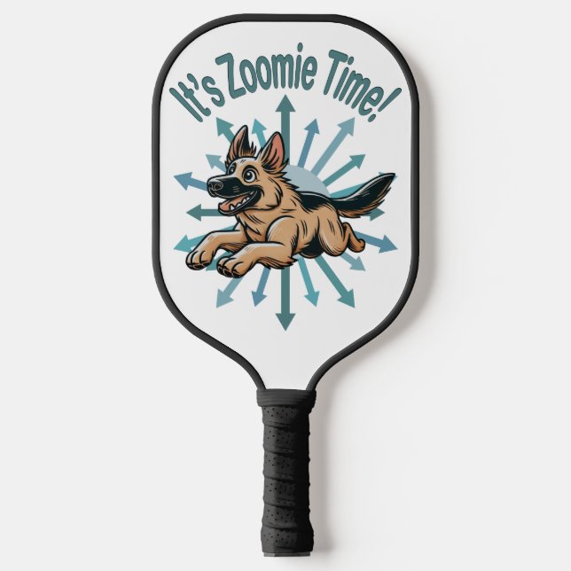 It’s Zoomie Time German Shepherd Pickleball Paddle (Front)