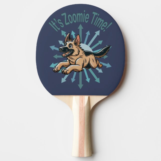 It’s Zoomie Time German Shepherd Ping Pong Paddle (Front)