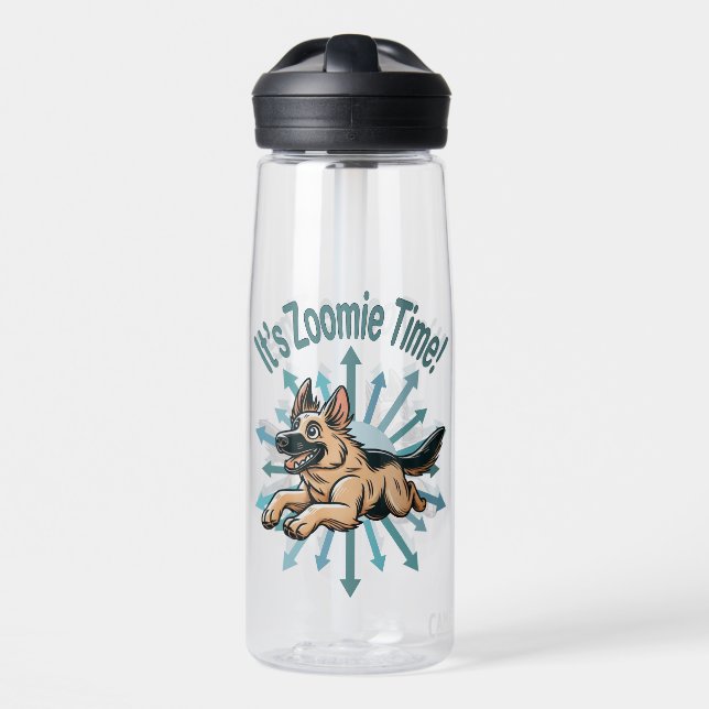 It’s Zoomie Time German Shepherd Water Bottle (Front)