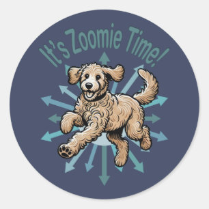 It’s Zoomie Time Golden Doodle Classic Round Sticker