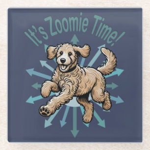 It’s Zoomie Time Golden Doodle Glass Coaster